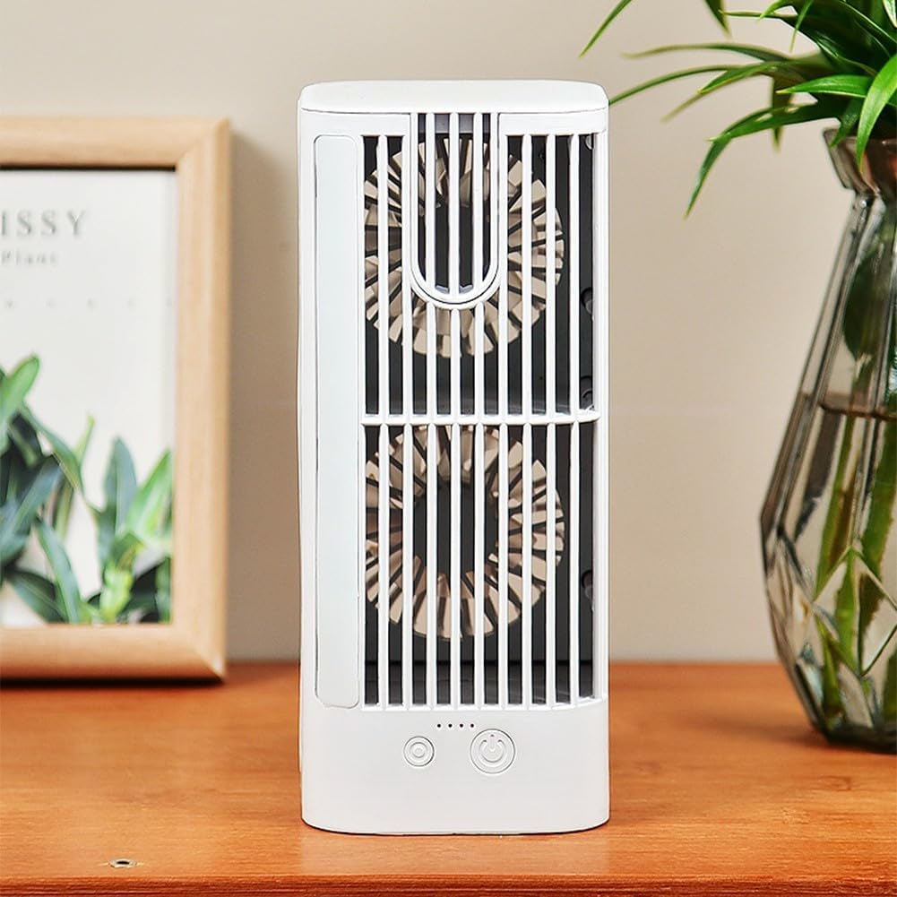  HpLive Refroidisseur D'air Portable - Mini Climatiseur D'été - 3 Vitesses - Ventilateur USB - Pour Bureau, Maison Et Bureau - Blanc - 3600 MAh