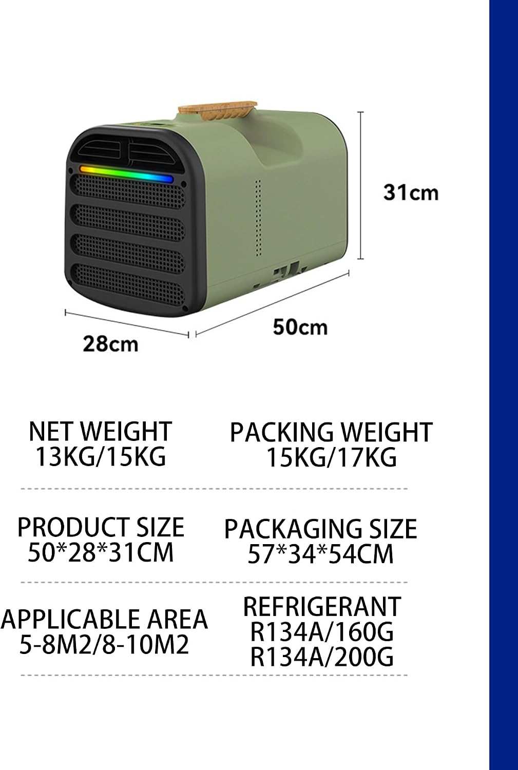 GENERIC Climatiseur Portable Avec Fonction Sans Drainage, écran Tactile, Plusieurs Vitesses Et Modes De Vent Pour La Maison, Le Bureau, Le Dortoir Et Le Camping