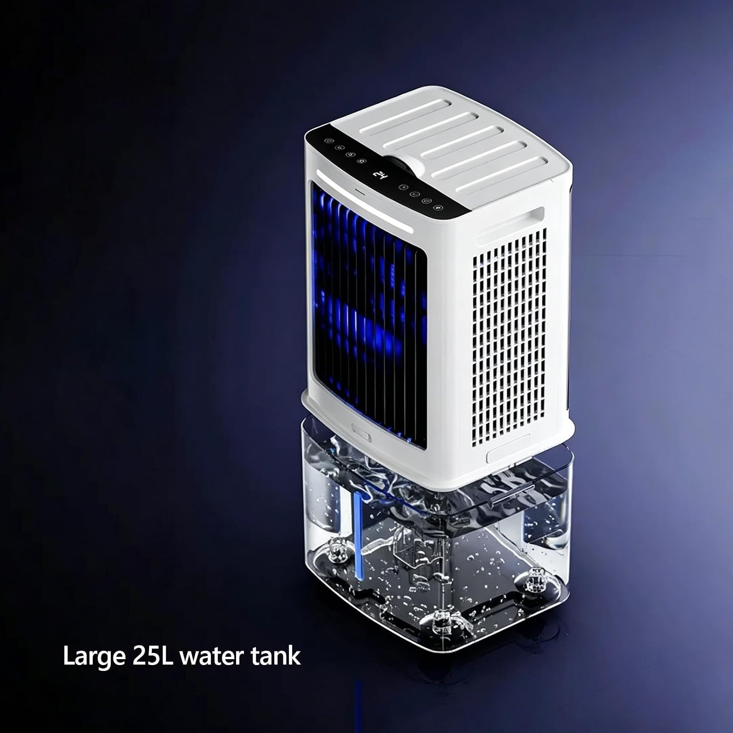  Climatiseur Évaporatif Portable 25L, Refroidisseur D'Air 3-en-1 Avec Télécommande, Écran Tactile, 3 Vitesses, Oscillation Automatique, Minuterie 12H, Silencieux 80W Pour Maison Bureau Chambre