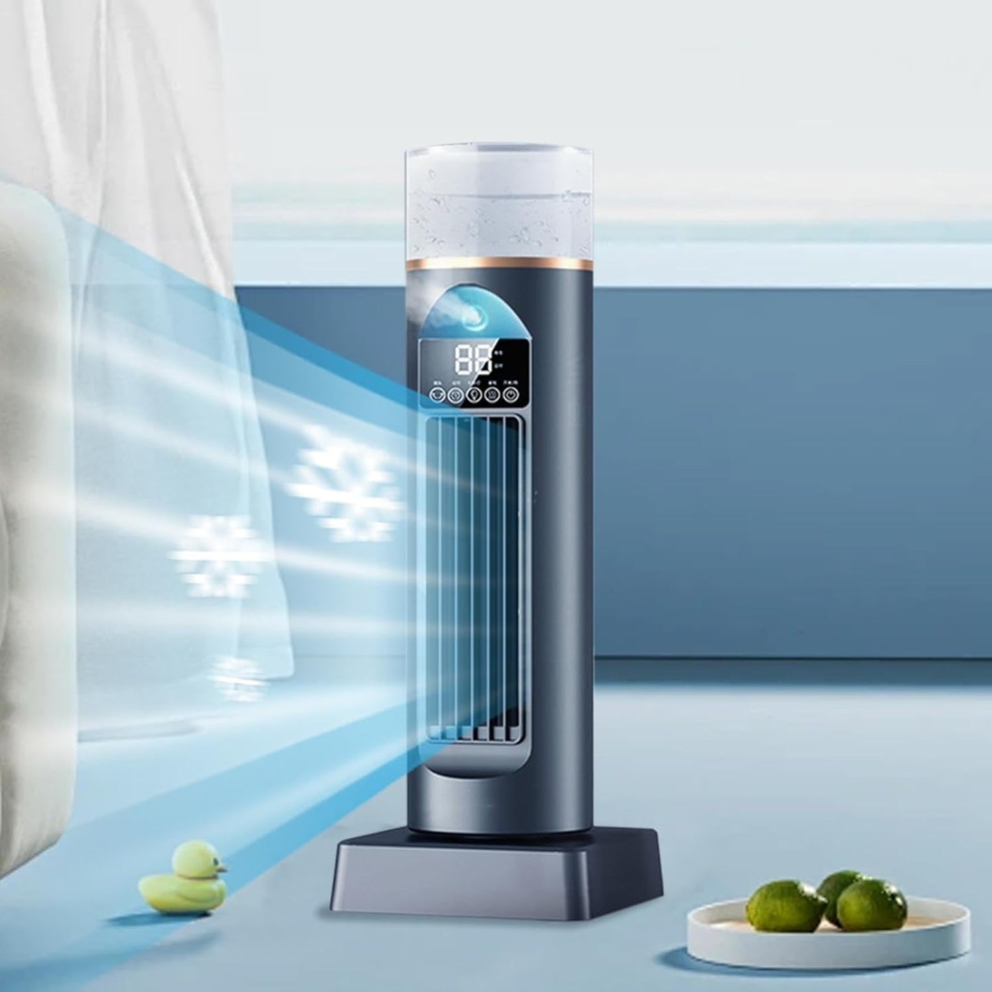  Ventilateur Rafraîchisseur D'Air Avec 230 Ml Réservoir D'eau | 37x13x13cm Humidificateur Évaporatif À Vitesses Réglables | Ventilateur Climatiseur Pour Maison Chambre Séjour Camping