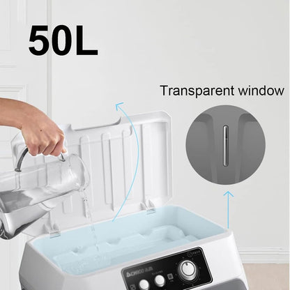  Refroidisseur D'air Par éVaporation, Humidificateur à 3 Vitesses, Pour Ventilateurs Domestiques De Garage, RéServoir D'eau 27L, 150w