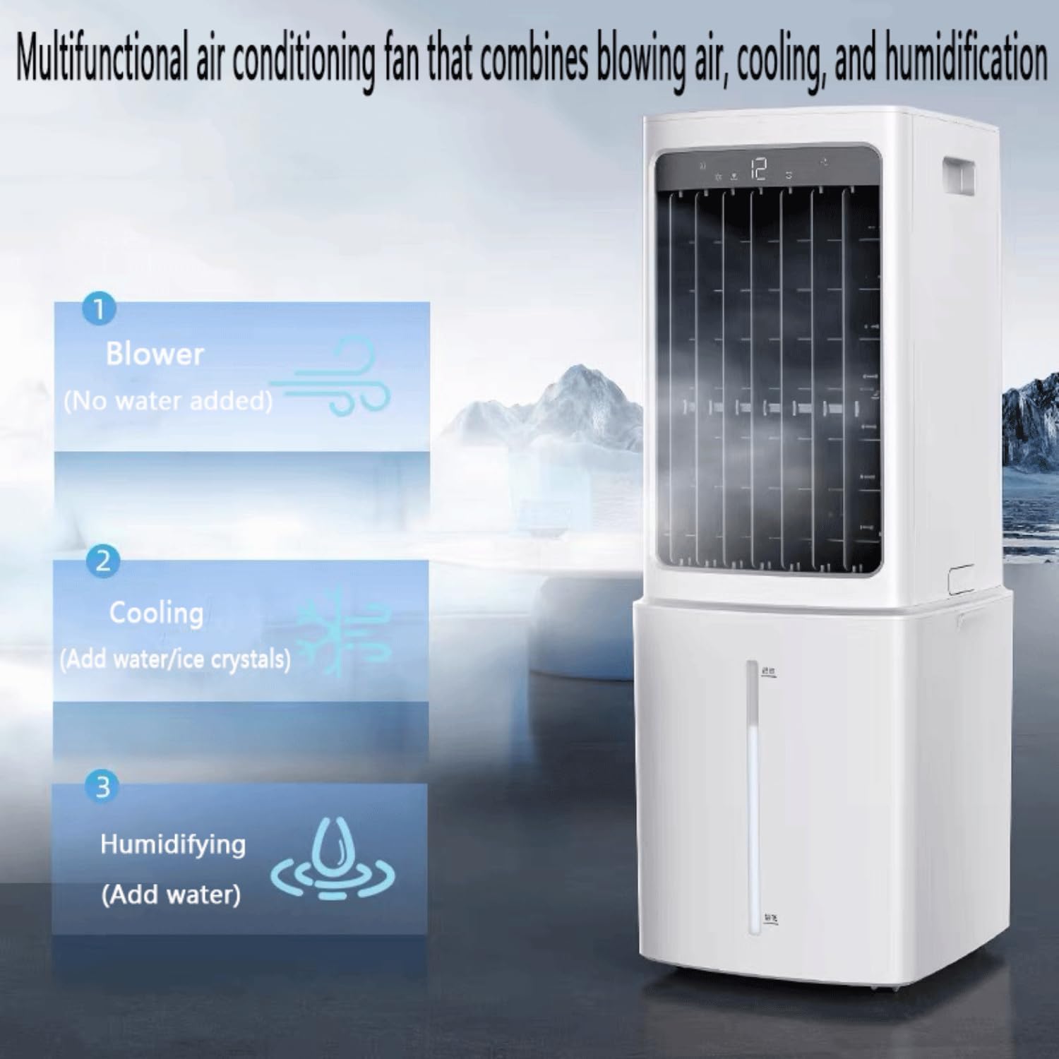  Climatiseur Portable Sans Fenêtre Swamp Cooler Avec Oscillation à 120°, Rafraîchisseur D'air évaporatif, Télécommande, Minuterie 7,5 H, Réservoir D'eau Amovible De 12 L, Ventilateur De Refro