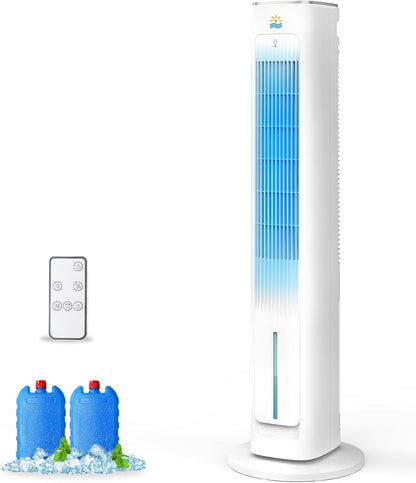  Refroidisseur D'air évaporatif Portable, Ventilateurs De Refroidissement 3 En 1 Soufflant De L'air Froid Avec Réservoir D'eau De 3 L, Ventilateur Tour De 96,5 Cm Pour Chambre à Coucher
