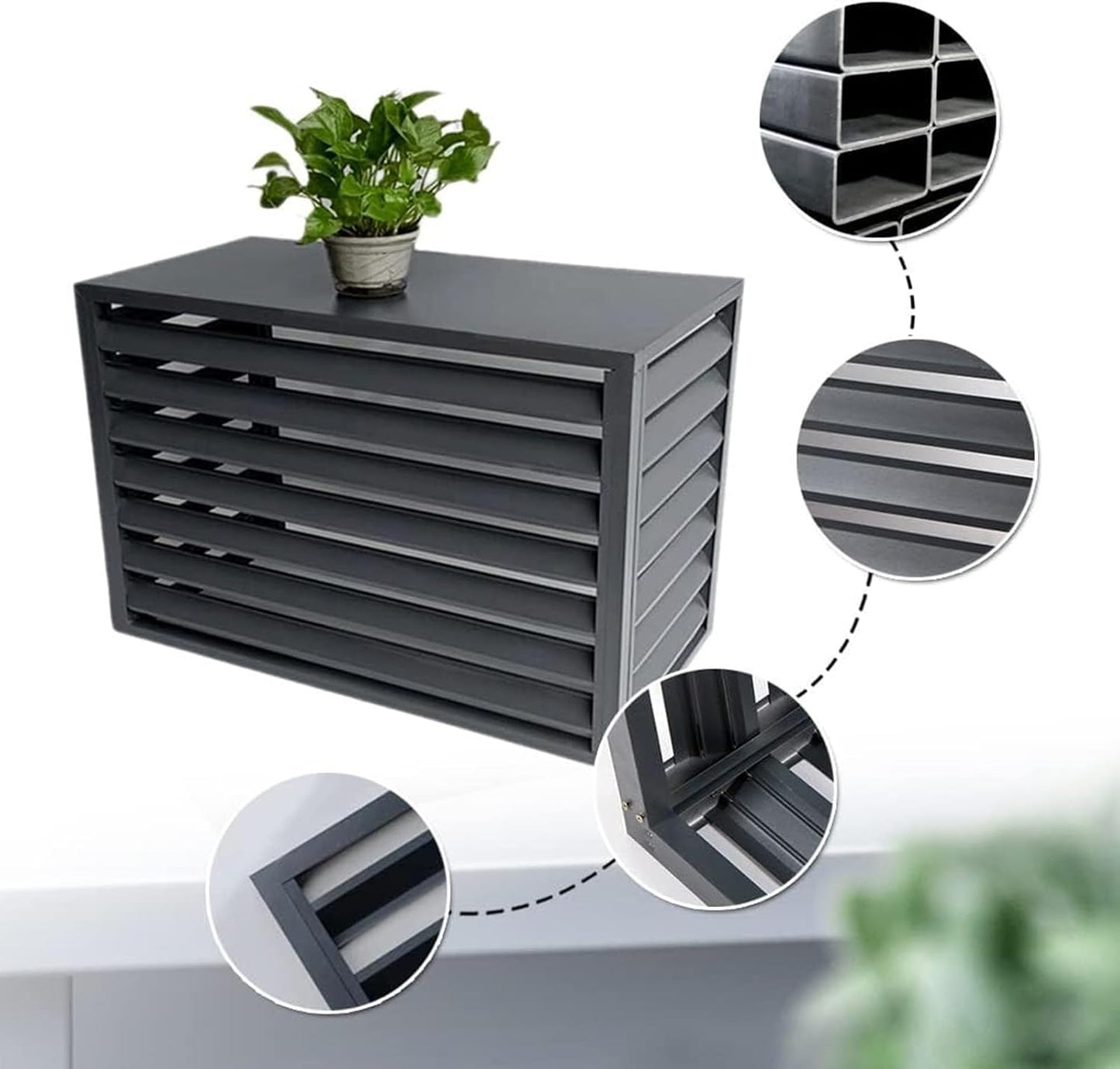 GENERIC Housse De Protection Pour Climatiseur Extérieur En Aluminium Et étagère à Fleurs Autonome Avec Persiennes 110 X 60 X 80 C Protection Et Design élégant