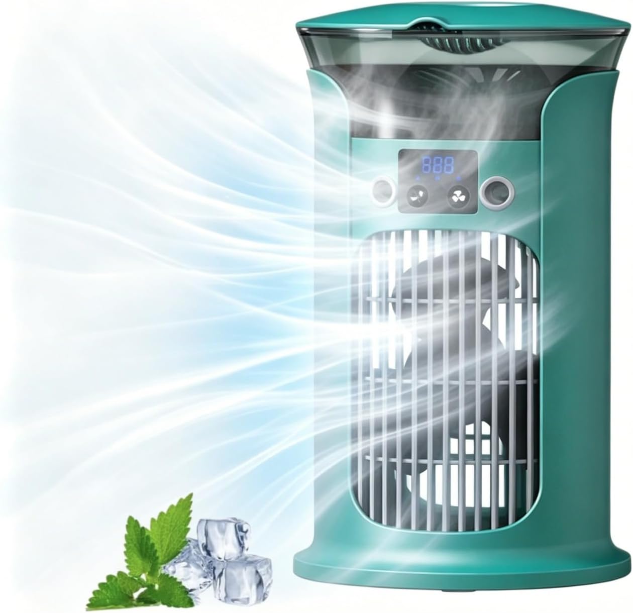  Mini Climatiseur Mobile 880 Ml, Refroidisseur D'Air USB Avec 3 Vitesses, Brumisation Et Éclairage LED, Ventilateur Portable Silencieux Pour Bureau, Chambre, Maison Et Voyage