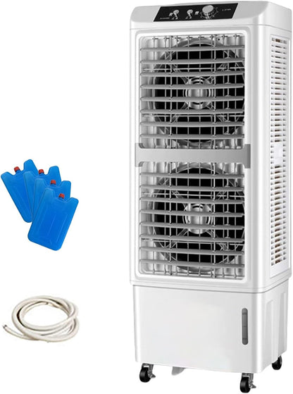  Refroidisseur D'air Tour, 300 W, Par évaporation, Avec Deux Ventilateurs Et Quatre Compartiments à Glace. Climatiseur Mobile Pour La Maison, La Chambre Ou Le Bureau, Rafraîchit Une
