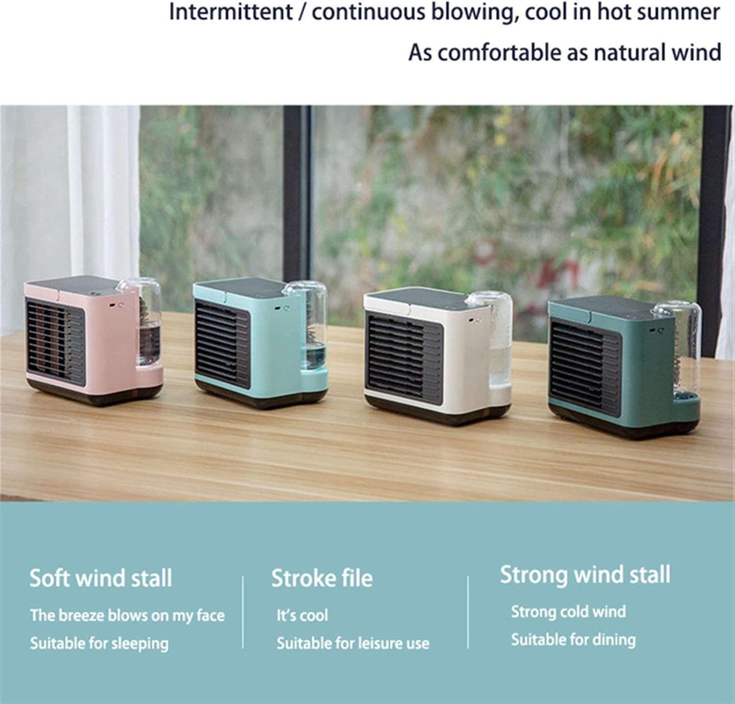  DieffematicKTY Climatiseur Mobile Air Conditioning Air Cooler Negative ION Air Cooler Mini Three-Speed Mode Cooling Fan Charging Home Desktop Air Conditioner (Color : White)