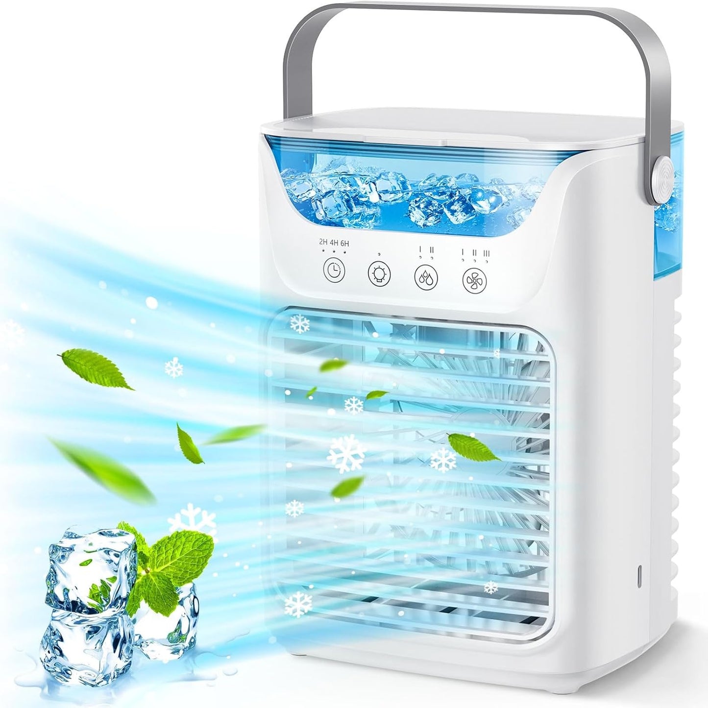  Climatiseur Portable, Mini Climatiseur, Refroidisseur D'air Avec Veilleuse 7 Couleurs Et Vent De Classe 3 Avec Bureau, Chambre, Chambre, Maison Et Camping