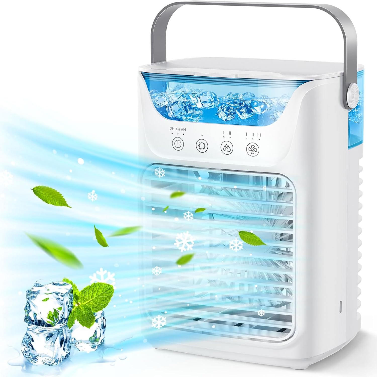  Climatiseur Portable, Mini Climatiseur, Refroidisseur D'air Avec Veilleuse 7 Couleurs Et Vent De Classe 3 Avec Bureau, Chambre, Chambre, Maison Et Camping