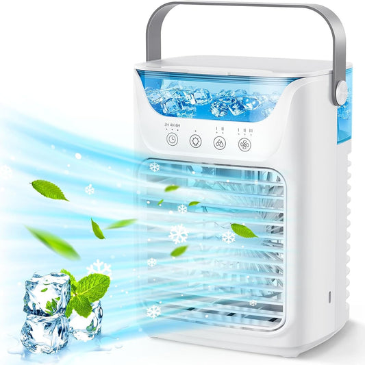  Climatiseur Portable, Mini Climatiseur, Refroidisseur D'air Avec Veilleuse 7 Couleurs Et Vent De Classe 3 Avec Bureau, Chambre, Chambre, Maison Et Camping