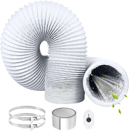  Tuyau Ventilation PVC 100mm Pour Hotte Aspirante 3m Flexible Tuyau D'Evacuation Avec 2 Colliers De Serrage Et 1 Adhésif Aluminium Pour Climatisation Extracteur D'Air Ventilateur Tubulair Gris
