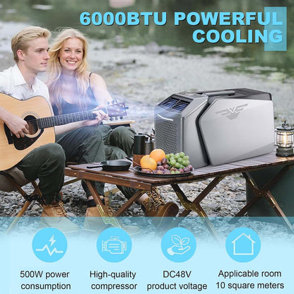  Climatiseur Portatif De 6 000 Btu | Climatiseur Portable De Camping, Design Split, Écran Tactile LED Et Télécommande, 3 Vitesses, Pour Camping, Bureau, Dortoir, Camping-Car