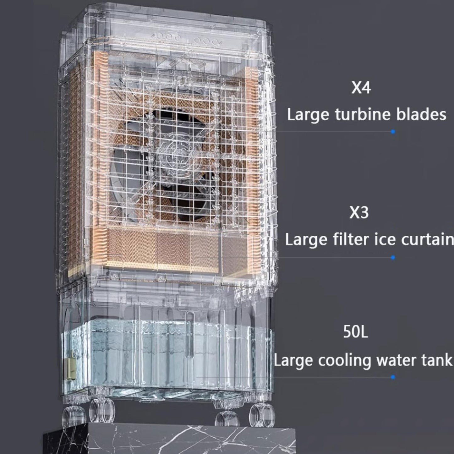  Climatiseur Portable 3 En 1 à Faible Consommation D'énergie Avec Télécommande, Refroidisseur D'air Oscillant à 120°, Réservoir D'eau Extra Large De 50 L, Minuterie De 12 Heures, Ventilateur De Refro