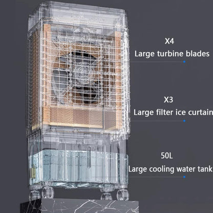  Climatiseur Portable 3 En 1 à Faible Consommation D'énergie Avec Télécommande, Refroidisseur D'air Oscillant à 120°, Réservoir D'eau Extra Large De 50 L, Minuterie De 12 Heures, Ventilateur De Refro