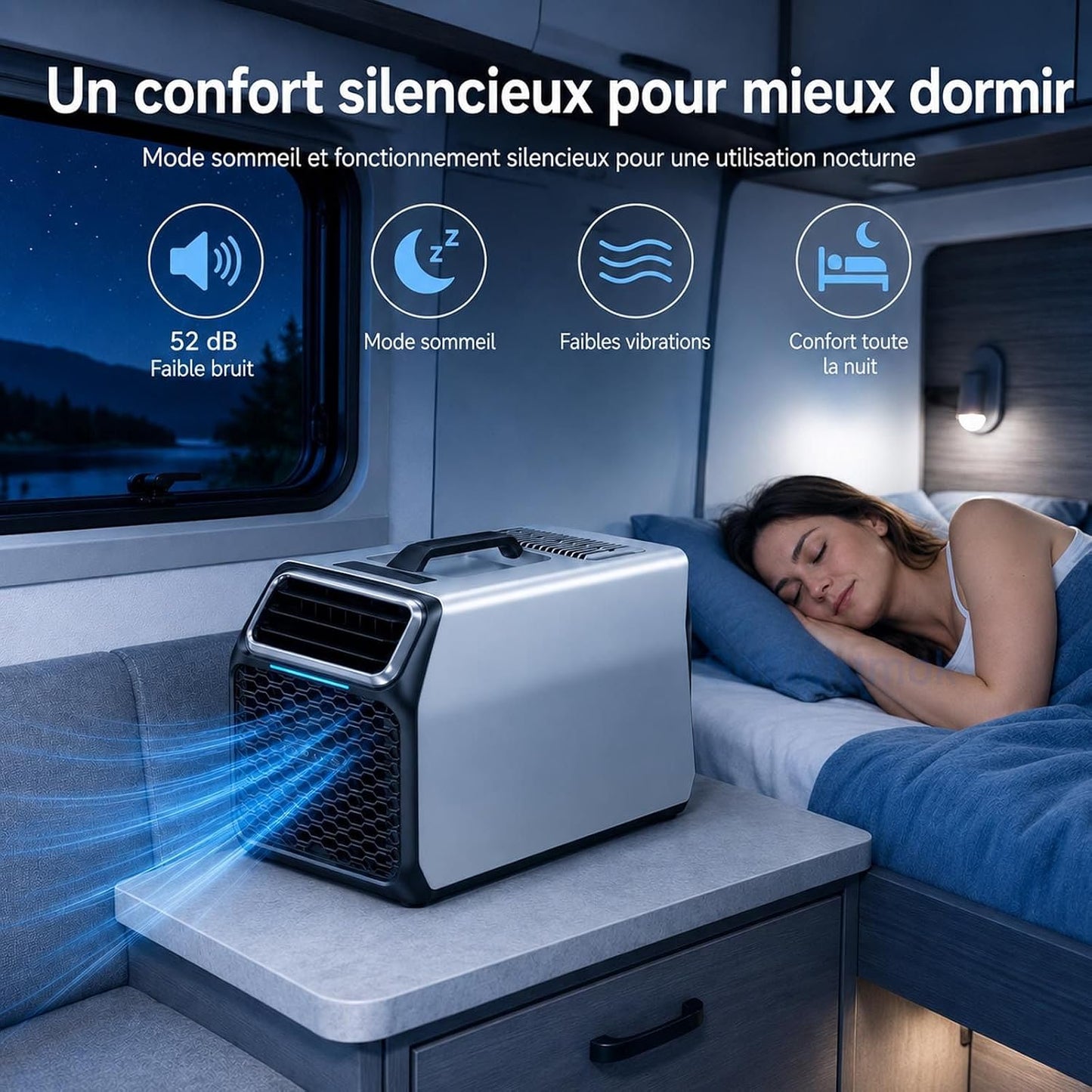  220v Climatiseur Portable 5000 BTU Pour Cabine De Camion Grey-220V | Solution Compacte Pour Cabine De Camion, Van, Tente Ou Petit Bureau Quand Une Clim Fixe N’est Pas Possible.