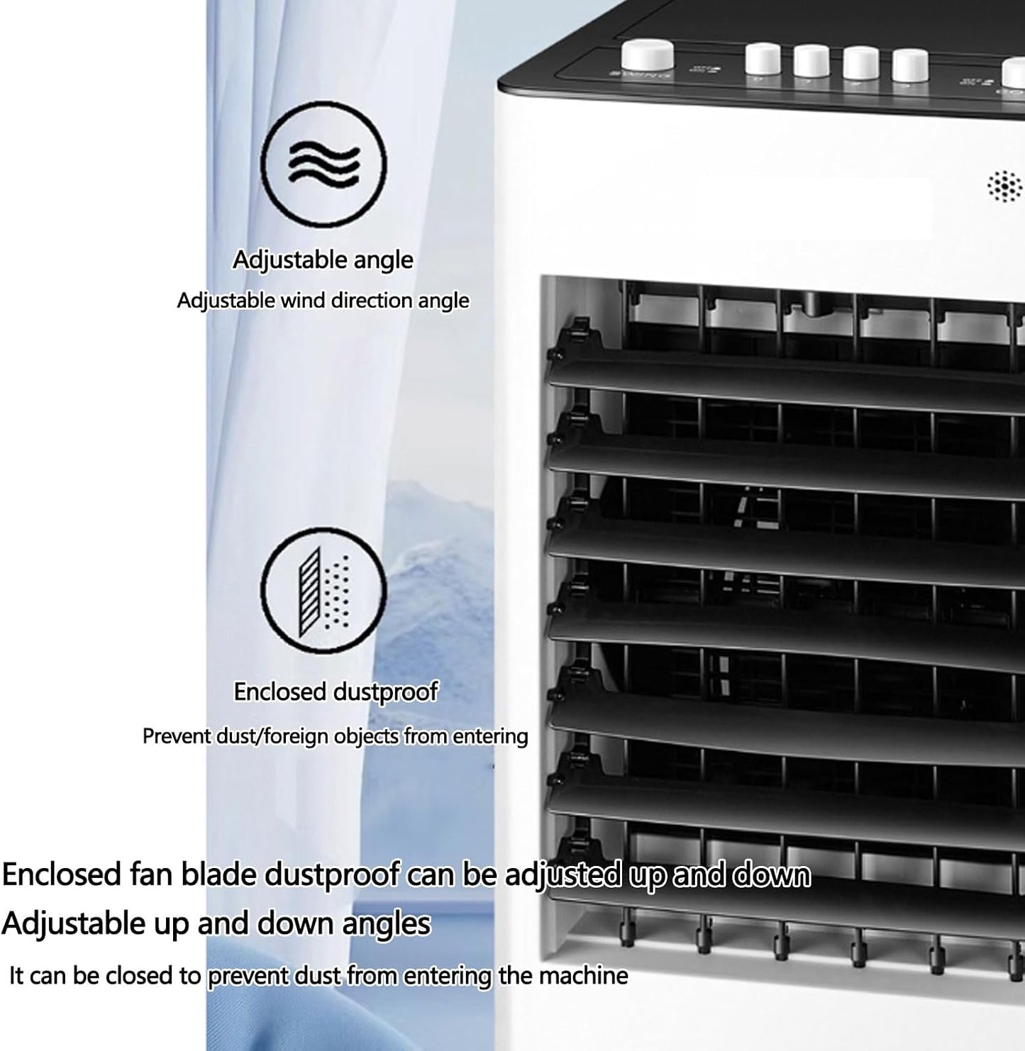  Refroidisseur D'air Par évaporation, Climatiseur Mobile Compact à 3 Vitesses De Ventilation, Oscillation Grand Angle, Idéal Pour Chambre, Bureau Ou Pièce.