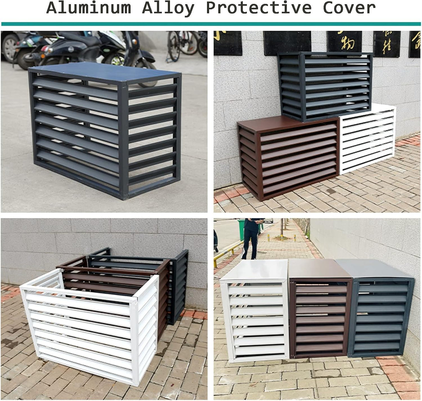 Protection Contre Les Intempéries Pour Climatiseur Extérieur En Aluminium - Protection Contre Les Intempéries Pour Unités Centrales De Climatisation - Boîtier Autonome élégant Pour Poubelles Et Unités