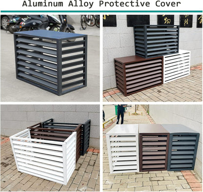  Protection Contre Les Intempéries Pour Climatiseur Extérieur En Aluminium - Protection Contre Les Intempéries Pour Unités Centrales De Climatisation - Boîtier Autonome élégant Pour Poubelles Et Unités