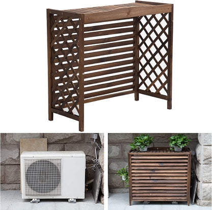 GENERIC Housse De Climatiseur D'extérieur En Bois Massif Pour Fleurs Et Plantes, écran De Radiateur Décoratif Résistant Aux Intempéries, Clôture AC, Solutions élégantes De Refroidissement Extérieur