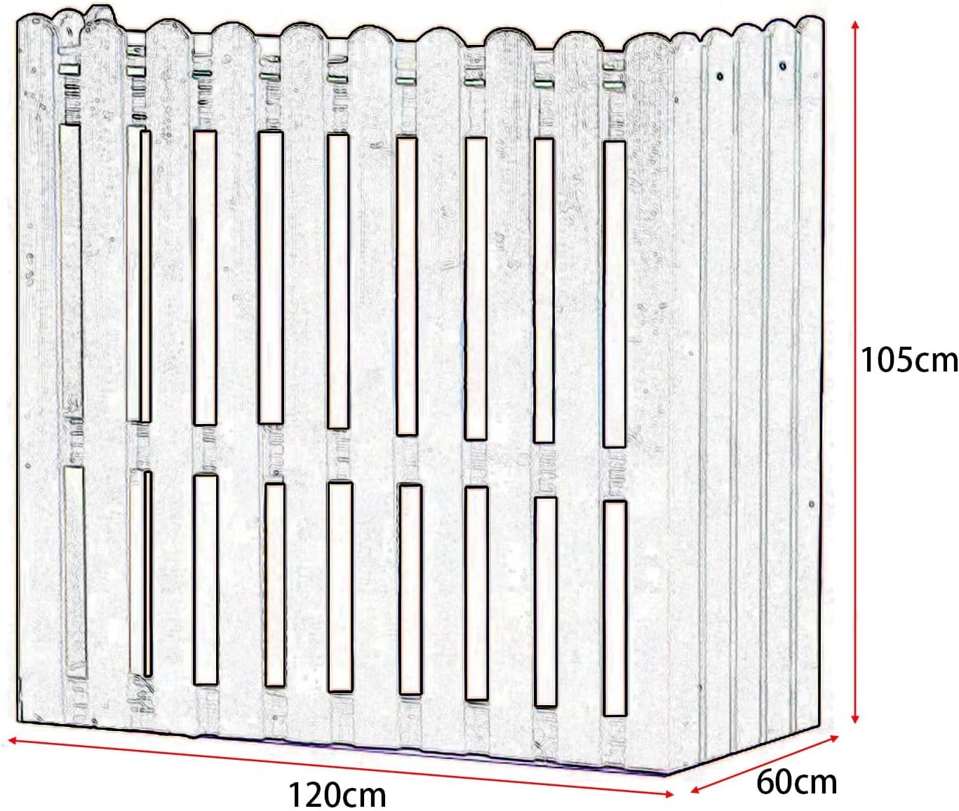 GENERIC Housse De Pompe à Chaleur Extérieure En Bois Pour Climatiseur - Protection Résistante Aux Intempéries - Écran Décoratif Avec Pot De Fleurs - Dimensions : 120 X 60 X 105 Cm - Couleur : Blanc