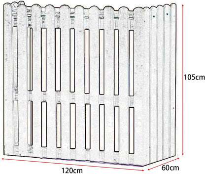 GENERIC Housse De Pompe à Chaleur Extérieure En Bois Pour Climatiseur - Protection Résistante Aux Intempéries - Écran Décoratif Avec Pot De Fleurs - Dimensions : 120 X 60 X 105 Cm - Couleur : Blanc