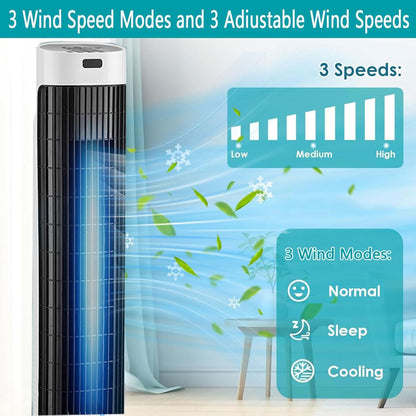  Refroidisseur D'air évaporatif Portable, Ventilateur De Tour Oscillant De 3 Vitesses Avec Une Minuterie 7H, Unité De Refroidissement Personnelle Silencieuse Pour Le Voyage à La Chambre à Coucher De Bu