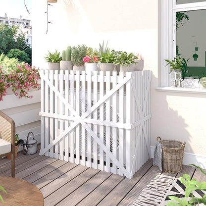 GENERIC Housse De Climatiseur D'extérieur Multifonction En Bois Pour Fleurs, Facile à Installer, Protection Contre La Pompe à Chaleur, Gris, 120 X 60 X 105 Cm, Design Durable Et Résistant Aux Intempéries