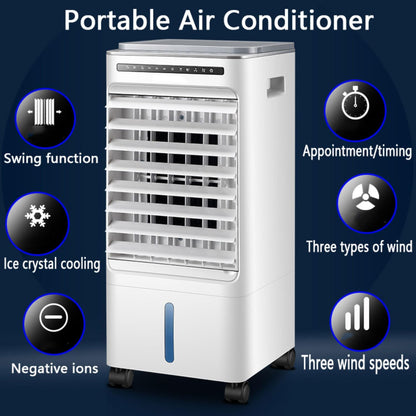 GENERIC Climatiseur Portable à évaporation Avec 3 Vitesses Et 3 Modes, Oscillation à 60°, Réservoir De 5 L, Ventilateur De Refroidissement Avec Télécommande, Sans Tuyau, Idéal Pour La Chambre Ou Le