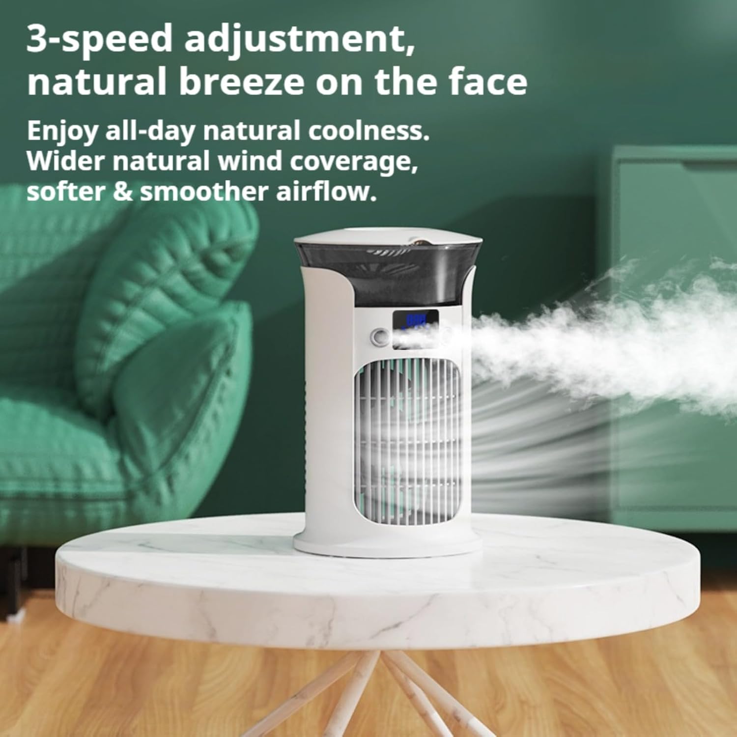  Mini Climatiseur Mobile 880 Ml, Refroidisseur D'Air USB Avec 3 Vitesses, Brumisation Et Éclairage LED, Ventilateur Portable Silencieux Pour Bureau, Chambre, Maison Et Voyage