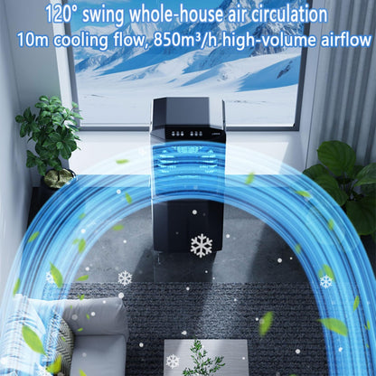 GENERIC Climatiseur Portable à évaporation Avec Réservoir De 60 L, Oscillation à 120°, Ultra Silencieux, Minuterie 12 H, Télécommande, Pour Appartement, Garage Ou Extérieur.