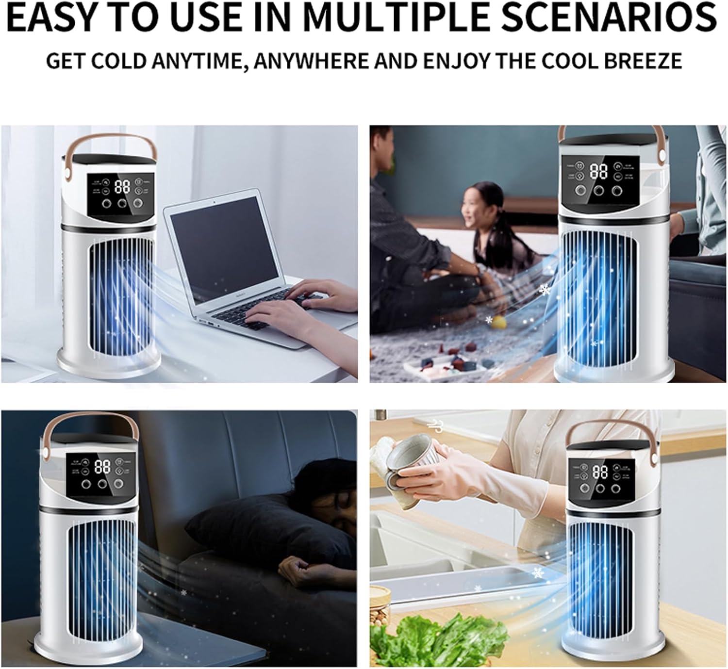  Climatiseur Mobile, Climatiseur Mobile Pour Intérieur, Réglable Avec Éclairage LED Pour Chambre Bureau Dortoir Sommeil Et Travail