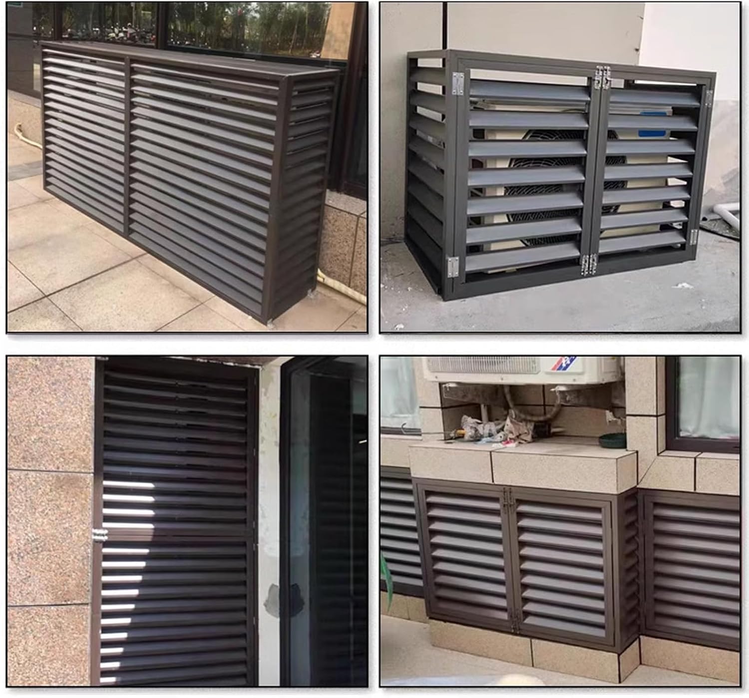 GENERIC Housse De Protection Pour Climatiseur Extérieur En Aluminium Et étagère à Fleurs Autonome Avec Persiennes 110 X 60 X 80 C Protection Et Design élégant