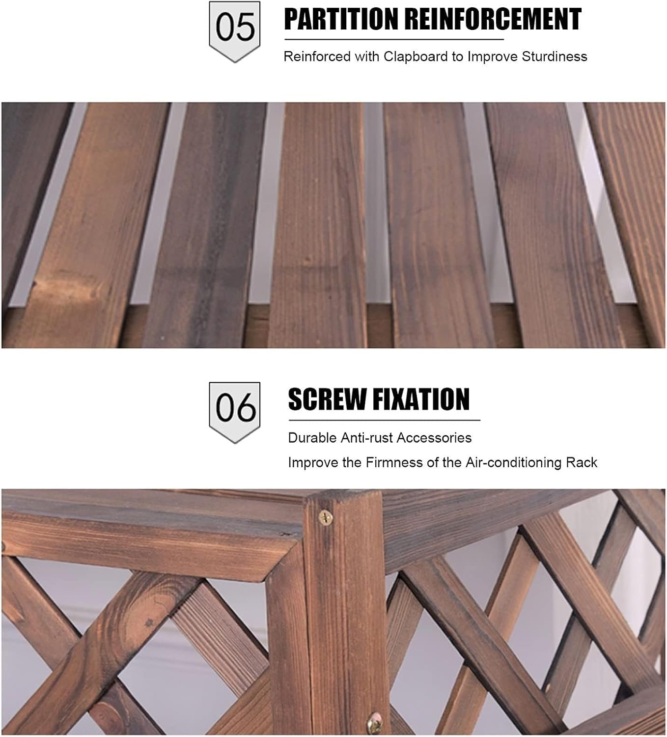  Housse De Protection En Bois Massif Pour Climatiseur Et Garde-corps - 120 X 57 X 100 Cm - Cadre De Protection Pour Volet - Support De Fleurs - Grille De Pompe à Chaleur - Décoration Extérieure Durable