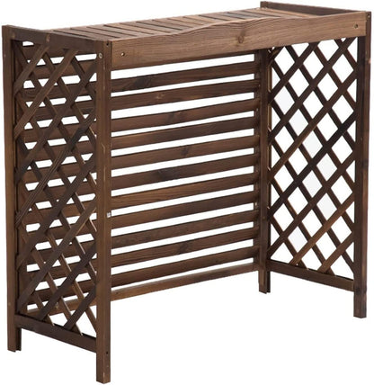 GENERIC Housse De Climatiseur Extérieur Et Boîtier De Pompe à Chaleur – Séparateur En Bois Massif, Support De Poubelle Avec Grilles – Support De Fleurs Polyvalent Et Support Pour La Protection Du Jardin