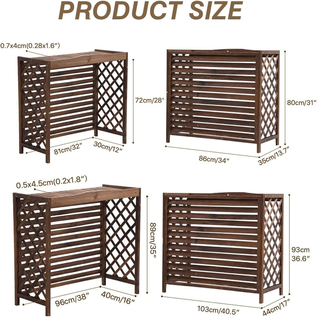  Housse De Protection En Bois Massif Pour Climatisation – Clôture Extérieure Et Poubelle – Support De Présentation Pour Plantes De Jardin – Grille De Protection Pour Climatiseur Et Pompe à Chaleur