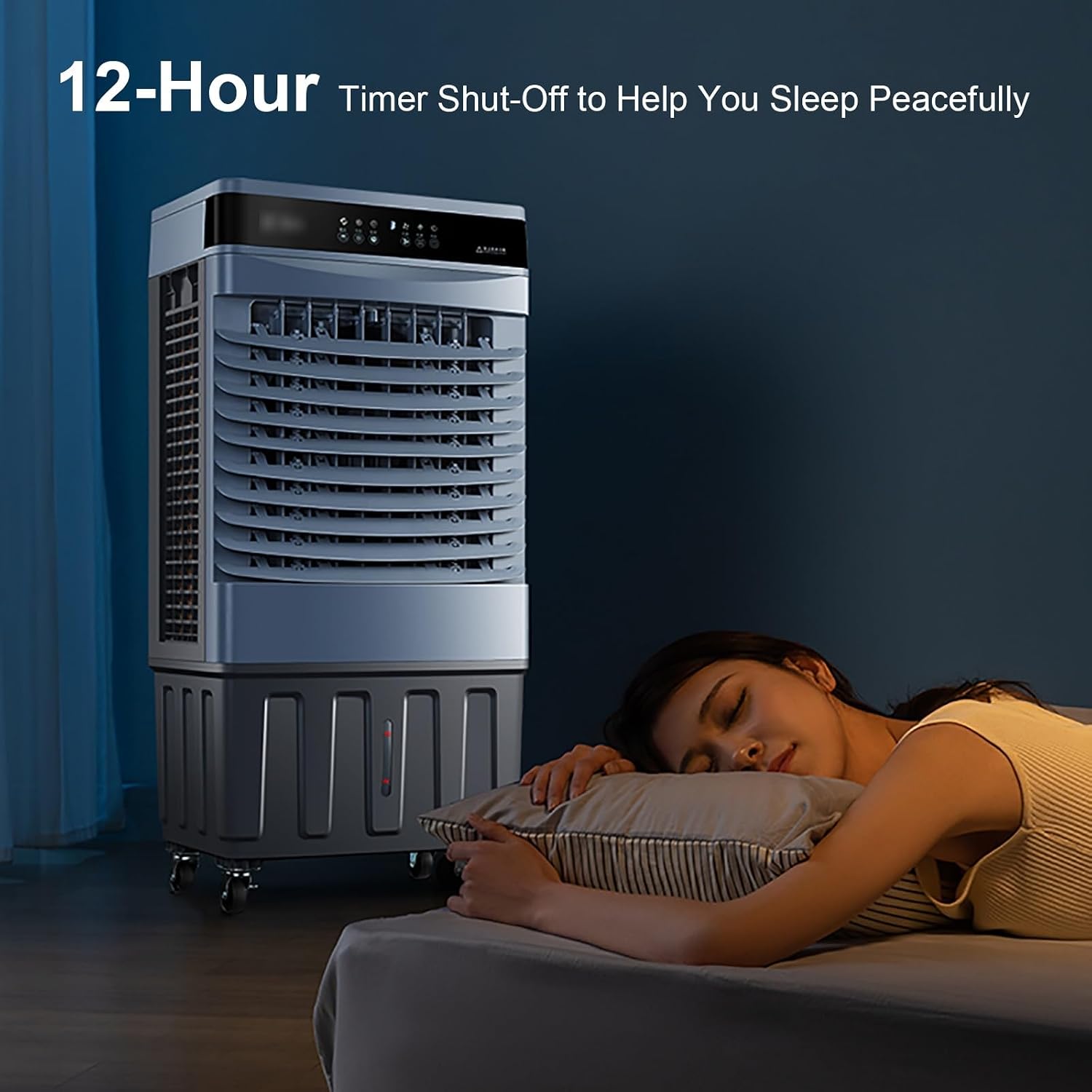  Air Conditioner Portable, Climatiseur Sans Conduit, Rafraichisseur D'air, Oscillation à 120°, TéLécommande, Réservoir De 60 L, Minuterie De 12 H, 4 Blocs Réfrigérants, 3 Vitesses, 3 Modes