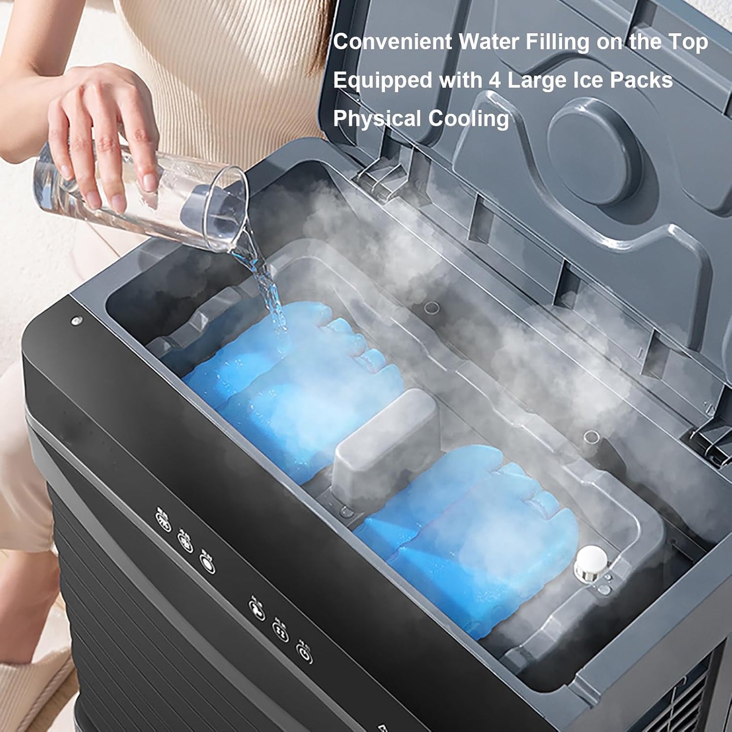  Air Conditioner Portable, Climatiseur Sans Conduit, Rafraichisseur D'air, Oscillation à 120°, TéLécommande, Réservoir De 60 L, Minuterie De 12 H, 4 Blocs Réfrigérants, 3 Vitesses, 3 Modes