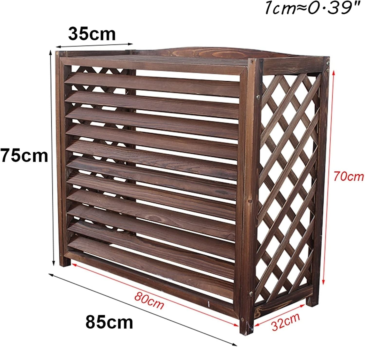 GENERIC Housse De Climatiseur En Bois Imperméable Pour Climatiseur - Durable Et Résistant Aux Intempéries - 80 X 32 X 70 Cm - Décoration De Jardin