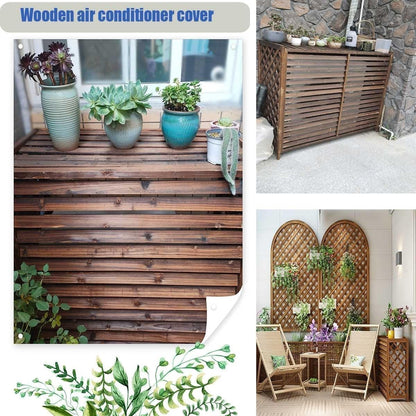 GENERIC Housse De Climatiseur En Bois Massif Et Support De Fleurs Noir Avec Stores – Coque élégante De Climatisation Pour Décoration D'intérieur Et Fonctionnalité 80 X 32 X 70 Cm