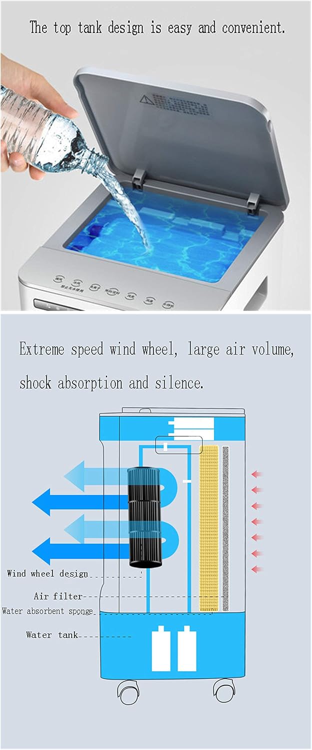  Climatiseur évaporatif Portable 3 En 1 Climatisation Refroidisseur Humidificateur Réglable Air Purifiant Silencieux Pour Maison Bureau (Mechanical)