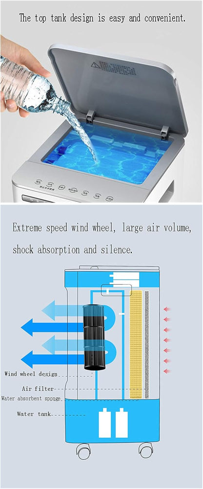  Climatiseur évaporatif Portable 3 En 1 Climatisation Refroidisseur Humidificateur Réglable Air Purifiant Silencieux Pour Maison Bureau (Mechanical)