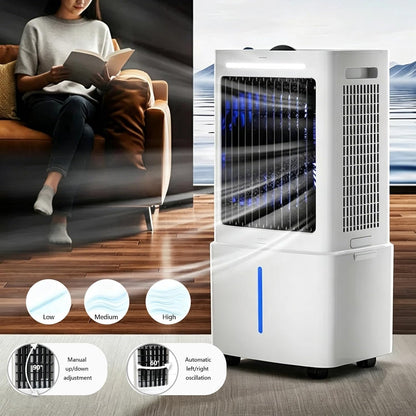  Climatiseur Évaporatif Portable 25L, Refroidisseur D'Air 3-en-1 Avec Télécommande, Écran Tactile, 3 Vitesses, Oscillation Automatique, Minuterie 12H, Silencieux 80W Pour Maison Bureau Chambre