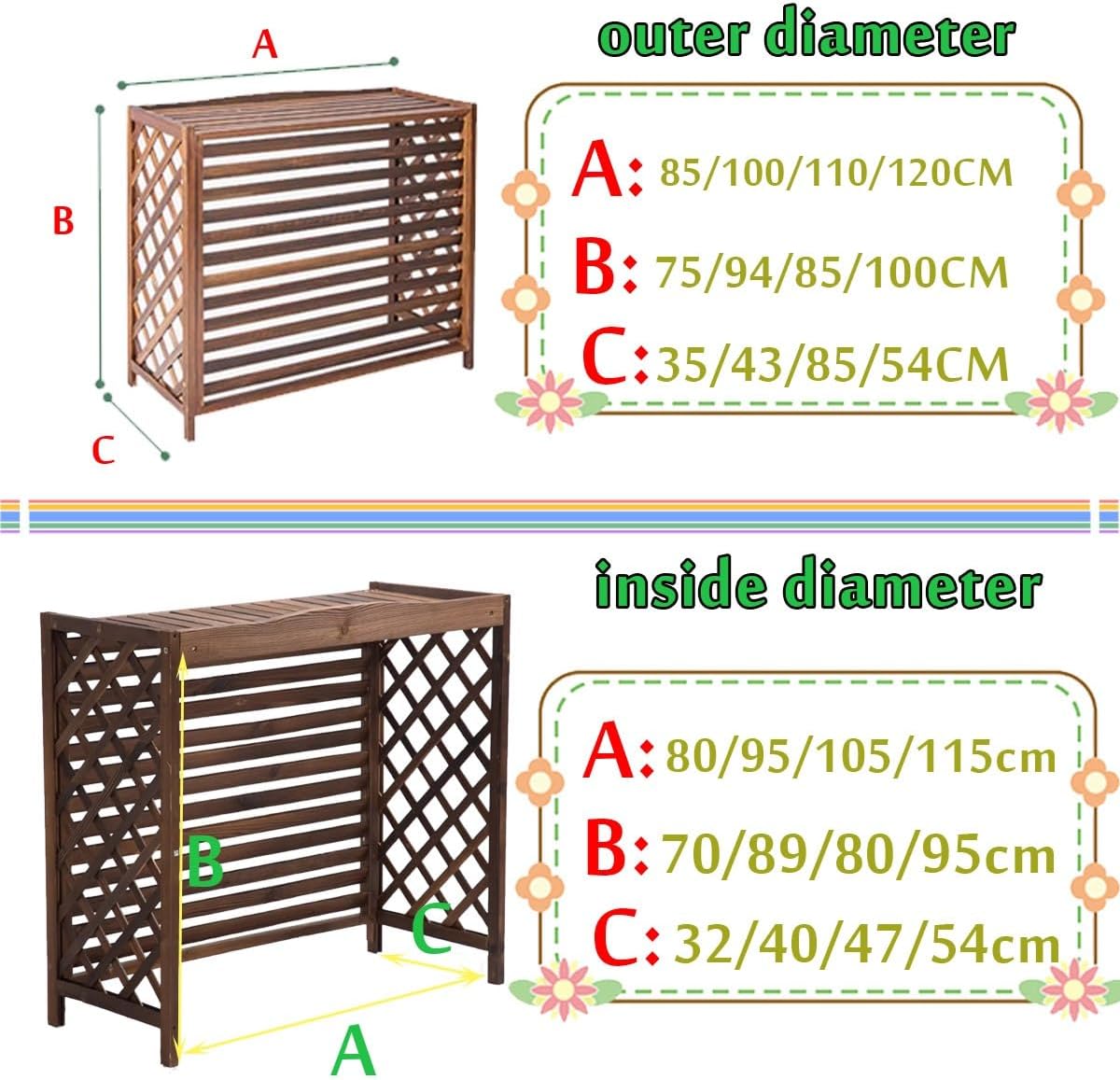 GENERIC Housse De Climatiseur D'extérieur En Bois Massif Anti-corrosion Design élégant Pour Cacher Les Unités De Climatisation Et Le Stockage Des Plantes – Protection Résistante Aux Intempéries Pour Une