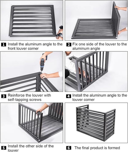 GENERIC Housse En Aluminium Pour Unité De Climatisation - Résistant Aux Intempéries - Pour Pompe à Chaleur - Réduction Du Bruit - Gris - 100 X 50 X 70 Cm - Protection Pour Climatiseurs Et Unités Extérieures