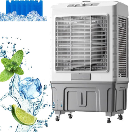  Climatiseur Portable Avec 6 Compartiments à Glace, Rafraîchisseur D'air évaporatif 3 En 1, Humidificateur Et Ventilateur, Grand Réservoir D'eau De 55 L, Diffusion D'air G