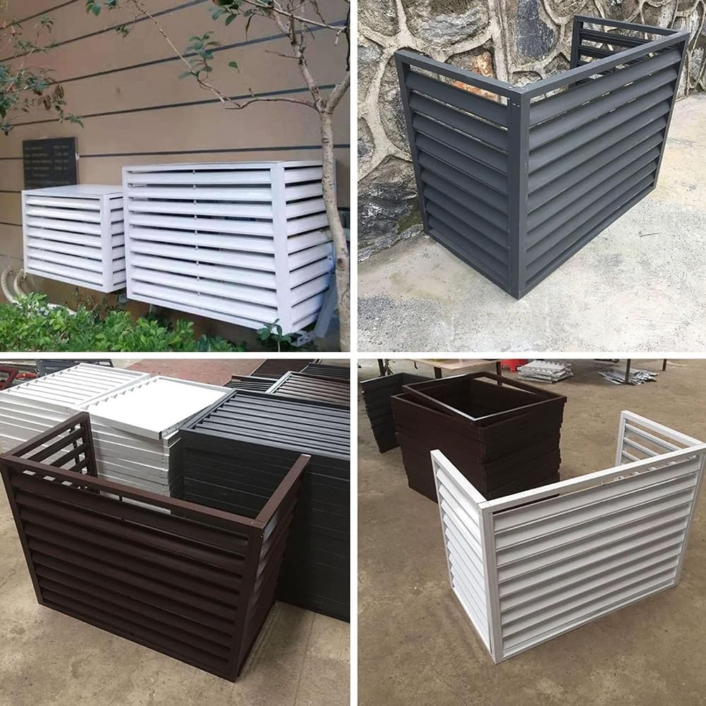 GENERIC Housse De Protection En Aluminium Pour Climatiseur à 3 Panneaux, Réduction Du Bruit, Résistante Aux Intempéries, 110 X 80 X 60 Cm, Marron – Parfaite Pour Pompes à Chaleur