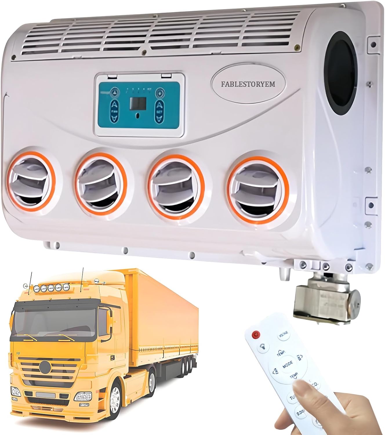 GENERIC Climatiseur Universel Pour Voiture, 12 V/24 V à Affichage Numérique, Avec Télécommande, Pour Camion, Bus, Van, Excavatrice, Montage Mural, 12 V