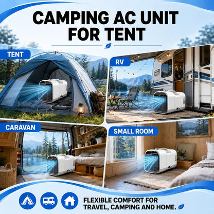  Climatiseur Portable Pour Van Et Camping-Car | 5100 BTU AC De Tente | Battez La Chaleur Avec Un Refroidissement Rapide De 1500W, Unité Spot Compacte Idéale Pour Furgon, Voyage Et Outdoor T1pro