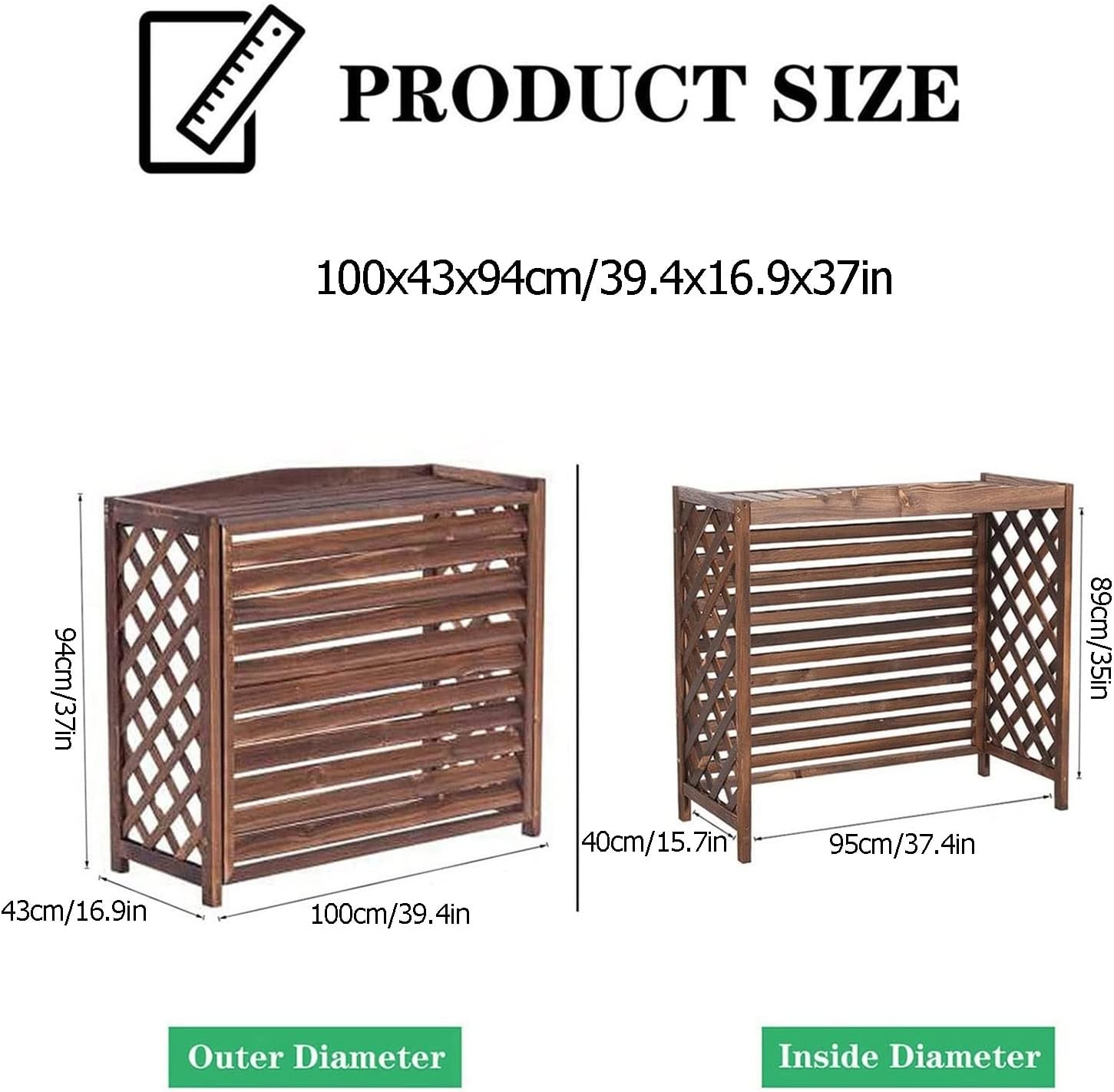 GENERIC Housse De Climatiseur D'extérieur En Bois Massif Pour Fleurs Et Plantes, écran De Radiateur Décoratif Résistant Aux Intempéries, Clôture AC, Solutions élégantes De Refroidissement Extérieur