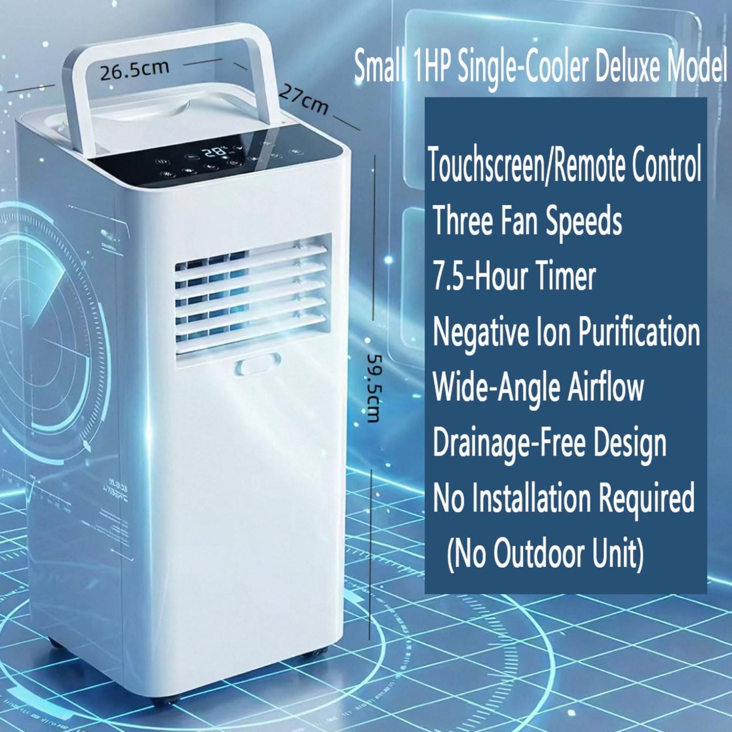  Climatiseur Portable Silencieux Smart AC Refroidit Jusqu'à 300 Sq.Ft.Unité Avec Ventilateur Et Déshumidificateur LED Affichage à Distance 24H Minuterie Kit D'installation Pour La Chambre à Coucher